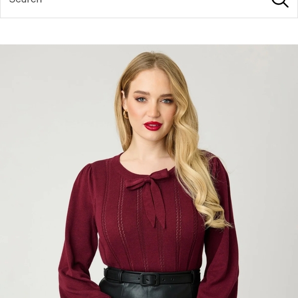 Banned Retro Tops - Chic Burgundy Women's Blouse with Bow Detail